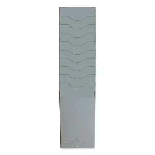 Pyramid Technologies Time Card Rack, 10 Pockets, Plastic, Light Gray