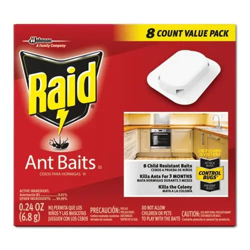 Raid® Ant Baits, 8/Box, 12 Boxes/Carton