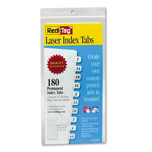 Redi-Tag® Laser and Inkjet Printable Index Tabs