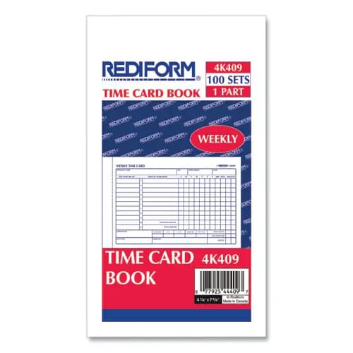 Rediform® Weekly Employee Time Cards, One Side, 4.25 x 7, 100/Pad