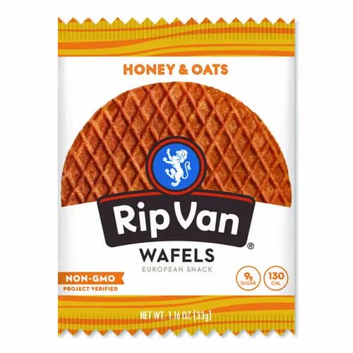 Rip Van® Wafels - Single Serve, Honey and Oats, 1.16 oz Pack, 12/Box