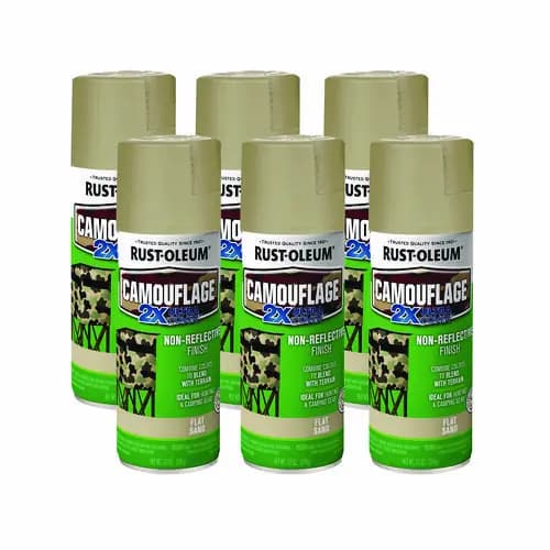 Rust-Oleum® Camouflage Spray Paint, Flat Sand, 12 oz Aerosol Can, 6/Carton