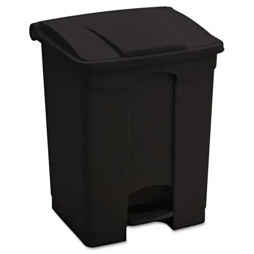 Safco® Large Capacity Plastic Step-On Receptacle, 17 gal, Plastic, Black