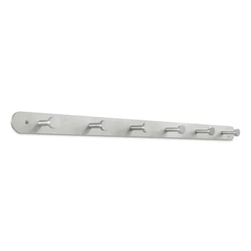 Safco® Nail Head Wall Coat Rack, Six Hooks, Metal, Satin Finish, 36" Width