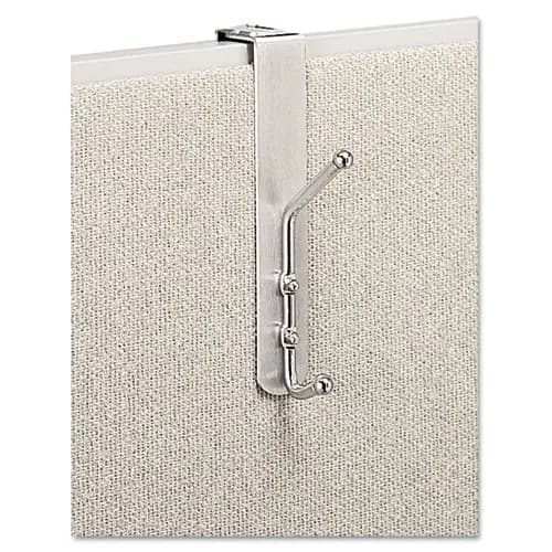Safco® Over-The-Panel Double-Garment Hook, Satin Aluminum/Chrome