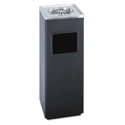 Safco® Square Ash 'N' Trash Sandless Urn, Stainless Steel, Black