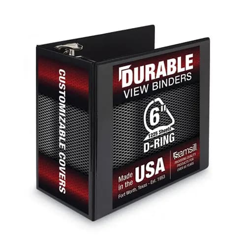 Samsill® Nonstick D-Ring View Binder, 3 Rings, 6" Capacity, 11 x 8.5, Black