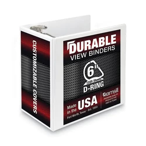 Samsill® Nonstick D-Ring View Binder, 3 Rings, 6" Capacity, 11 x 8.5, White