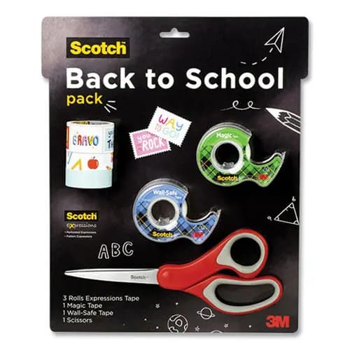 Scotch® Back To School Pack, Assorted Tapes Plus Scissors/Kit