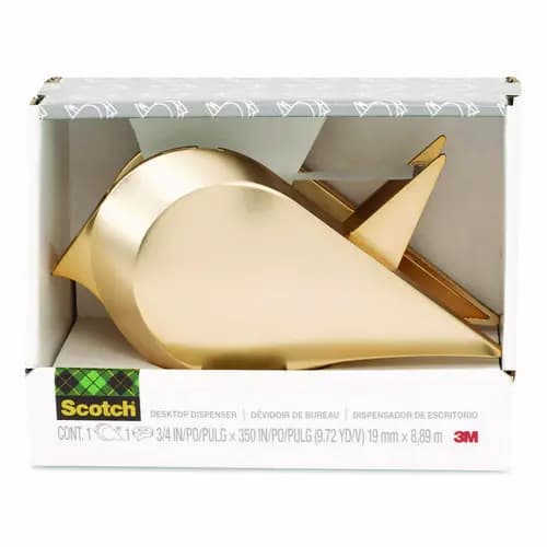 Scotch® Bird Desktop Tape Dispenser, Metallic Gold, 1" Core