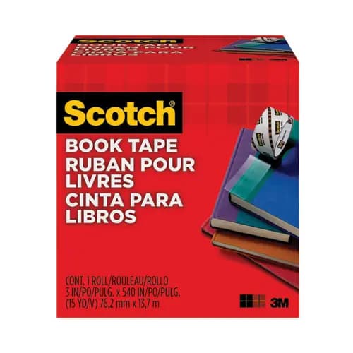 Scotch® Book Tape, 3" Core, 3" x 15 yds, Clear