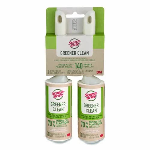 Scotch-Brite™ Greener Clean Lint Roller, 70 Sheets/Roll, 2/Pack
