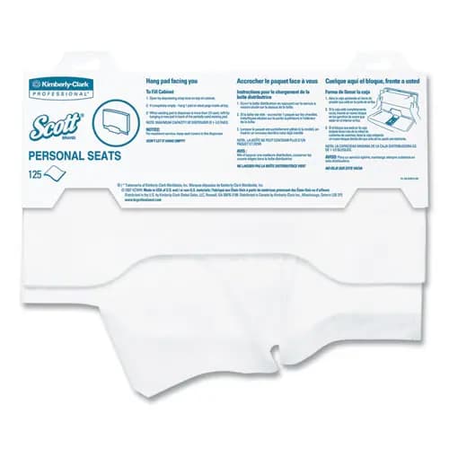Scott® Personal Seats Sanitary Toilet Seat Covers, 15 x 18, White, 125/Pack