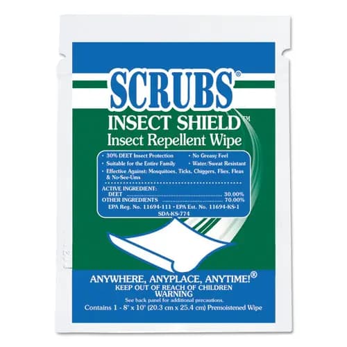 SCRUBS® Insect Shield Insect Repellent Wipes, Floral, 100/Carton
