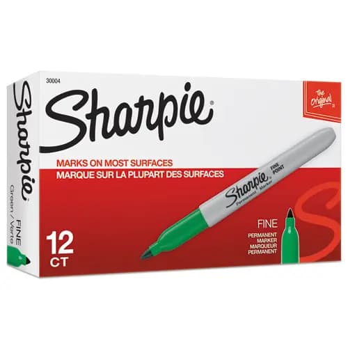 Sharpie® Fine Bullet Tip Permanent Marker, Green, Dozen