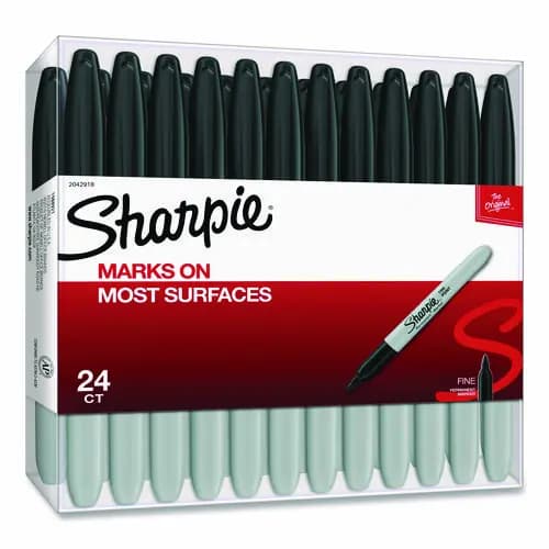 Sharpie® Fine Tip Permanent Marker, Fine Bullet Tip, Black, 24/Pack