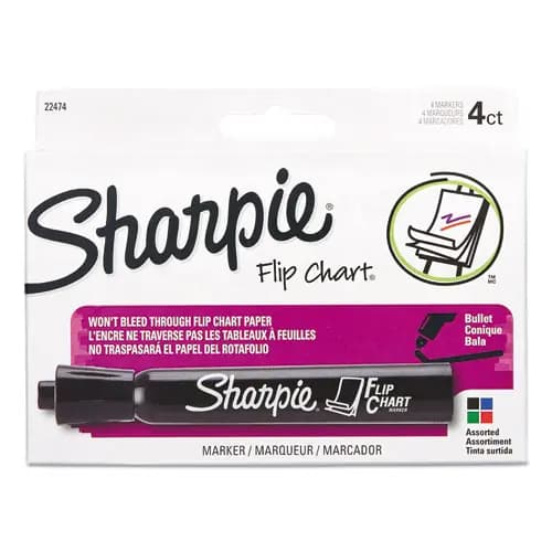 Sharpie® Flip Chart Marker, Broad Bullet Tip, Assorted Colors, 4/Set