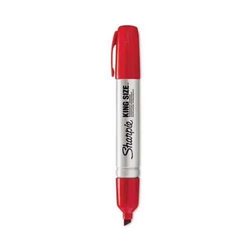 Sharpie® King Size Permanent Marker, Broad Chisel Tip, Red, Dozen