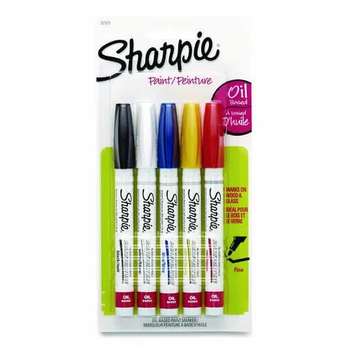 Sharpie® Permanent Paint Marker, Fine Bullet Tip, Assorted Colors, 5/Pack