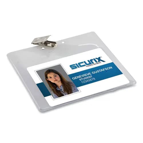 SICURIX® SICURIX Badge Holder, Horizontal, Clear, 3" x 4", 50/Pack
