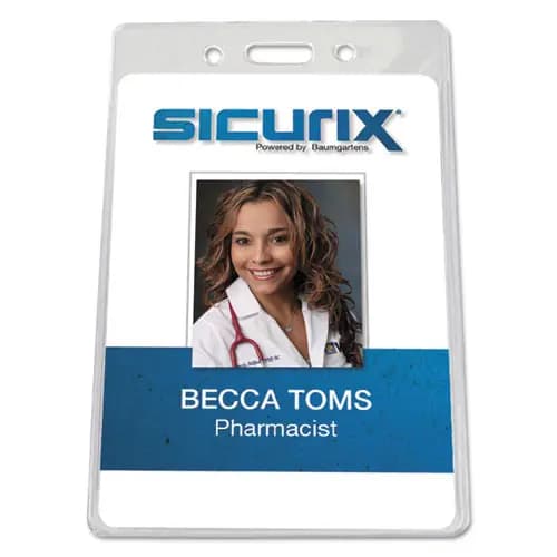 SICURIX® SICURIX Badge Holder, Vertical, 2.75 x 4.13, Clear, 12/Pack