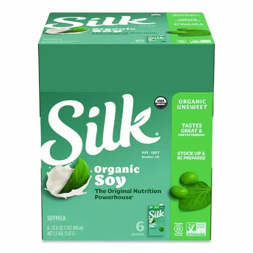 Silk® Soymilk, Unsweetened Original, 32 oz, 6/Carton