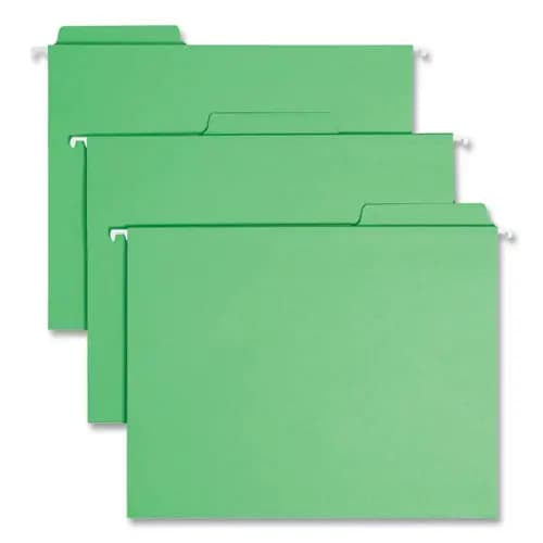Smead FasTab Hanging Folders, Letter Size, 1/3-Cut Tabs, Green, 20/Box