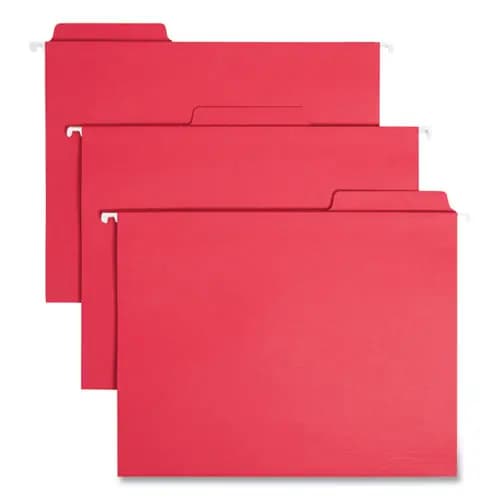 Smead FasTab Hanging Folders, Letter Size, 1/3-Cut Tabs, Red, 20/Box