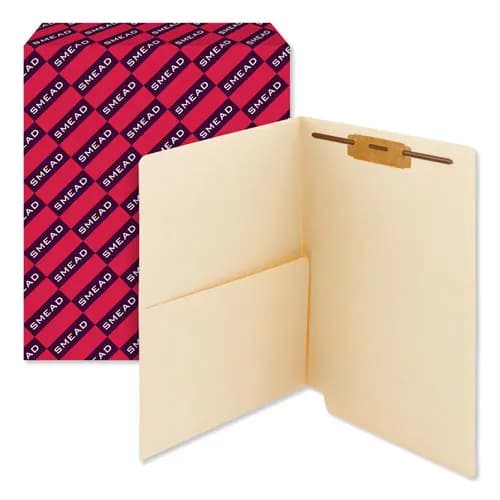 Smead Heavyweight Manila End Tab Fastener Folders with Pocket