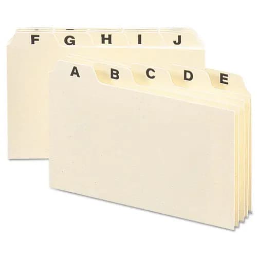 Smead Manila Card Guides, 1/5-Cut Top Tab, A to Z, 4 x 6, Manila, 25/Set