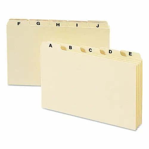 Smead Manila Card Guides, 1/5-Cut Top Tab, A to Z, 5 x 8, Manila, 25/Set
