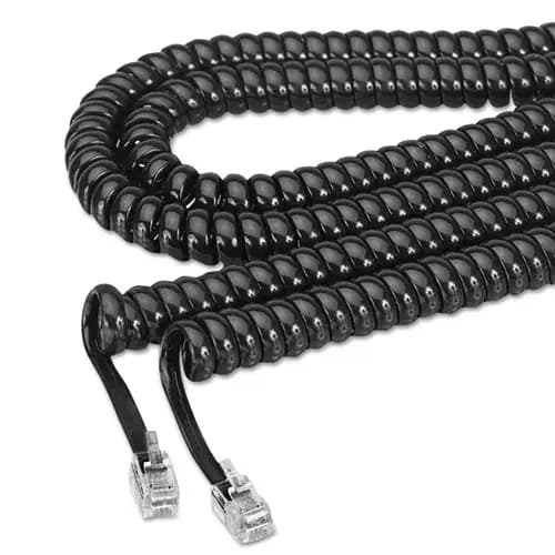 Softalk® Coiled Phone Cord, Plug/Plug, 12 ft, Black