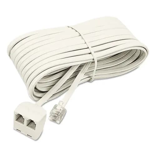 Softalk® Telephone Extension Cord, Plug/Dual Jack, 25 ft, Ivory