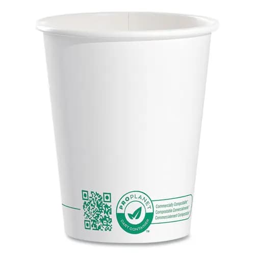 SOLO® Compostable Paper Hot Cups, 10 oz, White/Green, 1,000/Carton