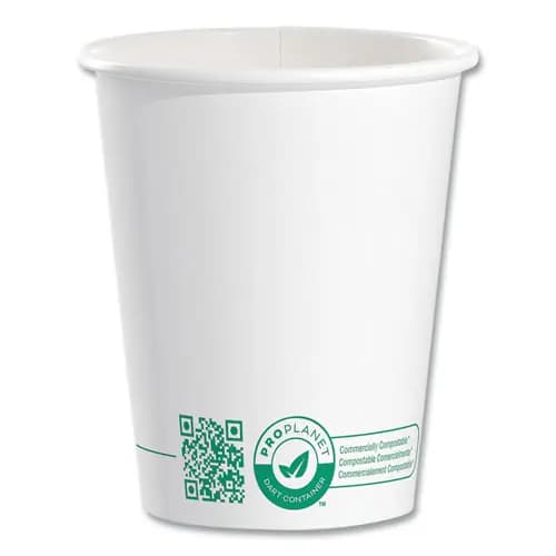 SOLO® Compostable Paper Hot Cups, 10 oz, White/Green, 50/Pack
