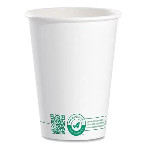 SOLO® Compostable Paper Hot Cups, 12 oz, White/Green, 50/Pack
