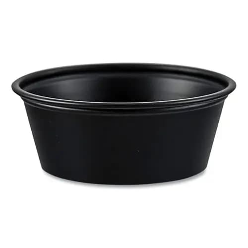 SOLO® Portion Containers, 1.5 oz, Plastic, Black, 250/Bag, 10 Bags/Carton