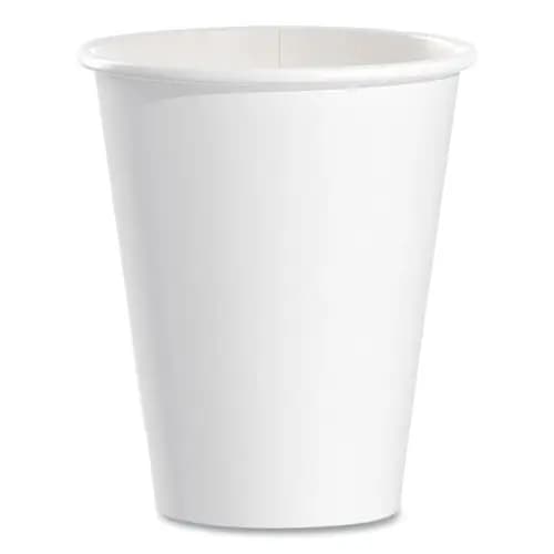 SOLO® Single-Sided Poly Paper Hot Cups, 8 oz, White, 50/Bag, 20 Bags/Carton