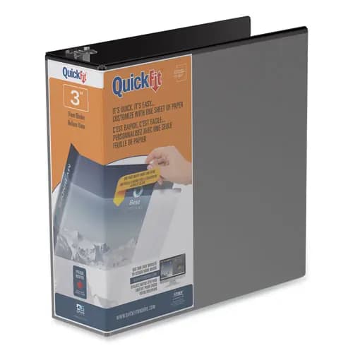 Stride QuickFit D-Ring View Binder, 3 Rings, 2" Capacity, 11 x 8.5, Black