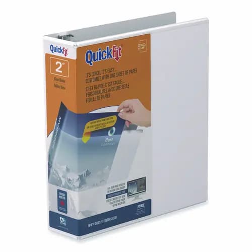 Stride QuickFit D-Ring View Binder, 3 Rings, 2" Capacity, White