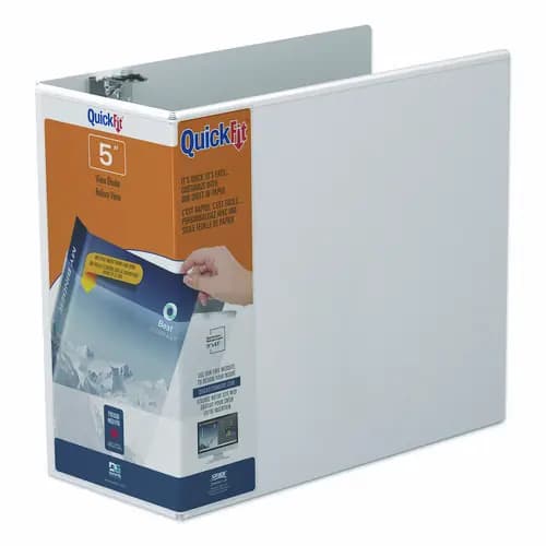Stride QuickFit D-Ring View Binder, 3 Rings, 5" Capacity, 11 x 8.5, White