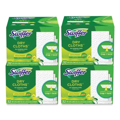 Swiffer® Dry Refill Cloths, White, 8" x 10.4", 32 Cloths/Box, 4 Boxes/Carton