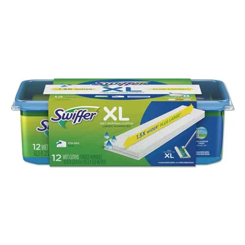 Swiffer® Max/XL Wet Refill Cloths, 16.5" x 9", White, 12/Tub, 6 Tubs/Carton
