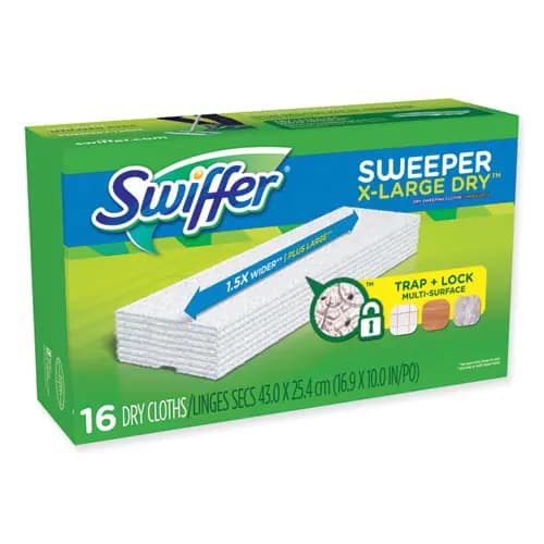 Swiffer® Sweeper XL Dry Refill Cloths, 16.9" x 9.8", White, 16/Box