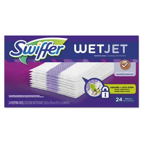 Swiffer® WetJet System Refill Cloths, White, 24 Pads per Box, 4 Boxes per Carton
