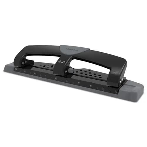 Swingline® 12-Sheet SmartTouch Three-Hole Punch, 9/32" Holes, Black/Gray