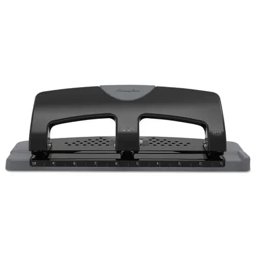 Swingline® 20-Sheet SmartTouch Three-Hole Punch, 9/32" Holes, Black/Gray