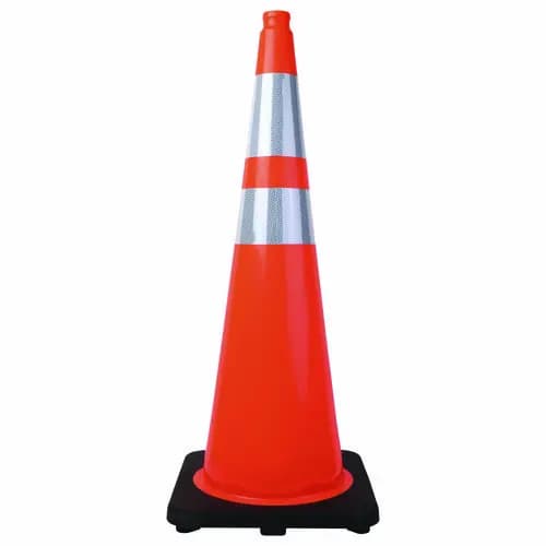 Tatco Tatco Traffic Cone, 14.5 x 1 x 36, Orange/Silver