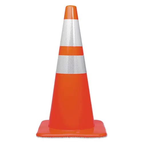 Tatco Traffic Cone, 14 x 14 x 28, Orange/Silver