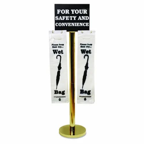 Tatco Wet Umbrella Bag Stand, Brass/Black/White, 54.5" Height